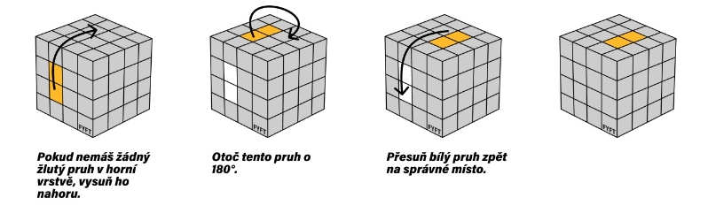 Návod jak složit Rubikovu kostku 4x4 - žlutý střed